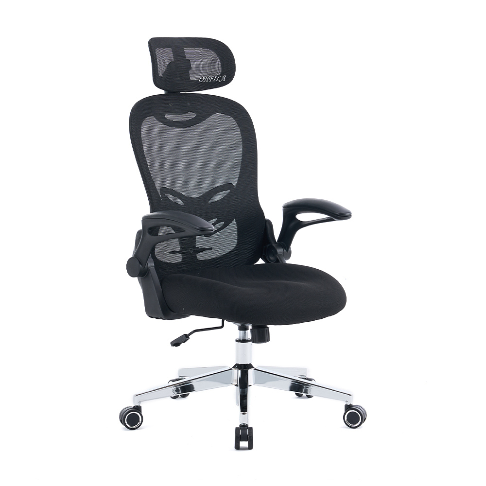5140 Černobílá ergonomická kancelářská židle se síťovinou, počítačová židle s vysokým opěradlem