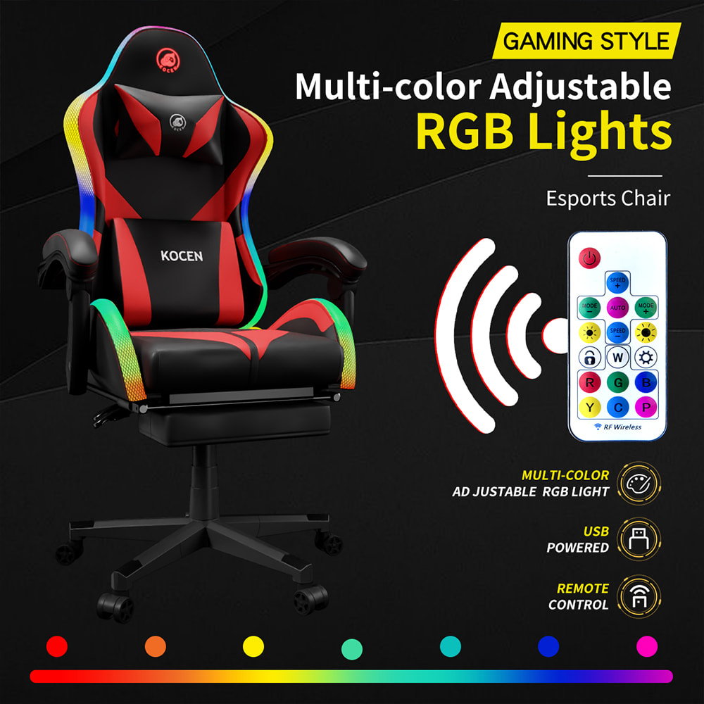 Herní křeslo z PU kůže, esportovní křeslo s vícebarevnými nastavitelnými RGB světly, USB napájení, dálkové ovládání Herní křeslo z PU kůže, esportovní křeslo s vícebarevnými nastavitelnými RGB světly, USB napájení, dálkové ovládání