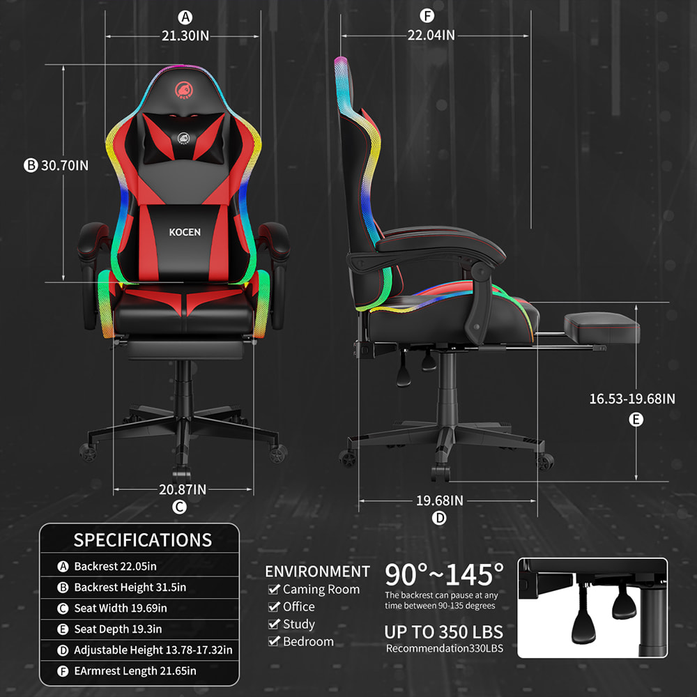 Herní křeslo z PU kůže, esportovní křeslo s vícebarevnými nastavitelnými RGB světly, USB napájení, dálkové ovládání Herní křeslo z PU kůže, esportovní křeslo s vícebarevnými nastavitelnými RGB světly, USB napájení, dálkové ovládání